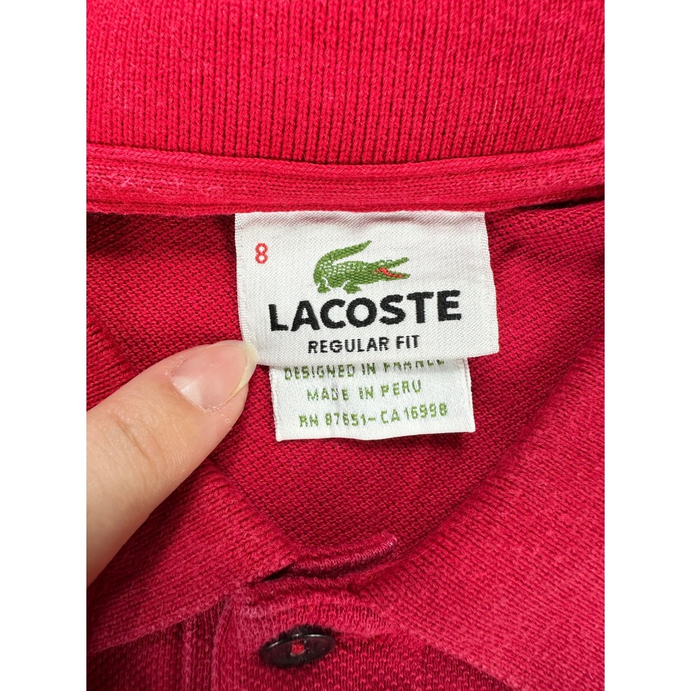 Lacoste Mens Red Regular Fit Pique Polo Shirt Size 8 3XL Short Sleeve - Picture 5 of 6